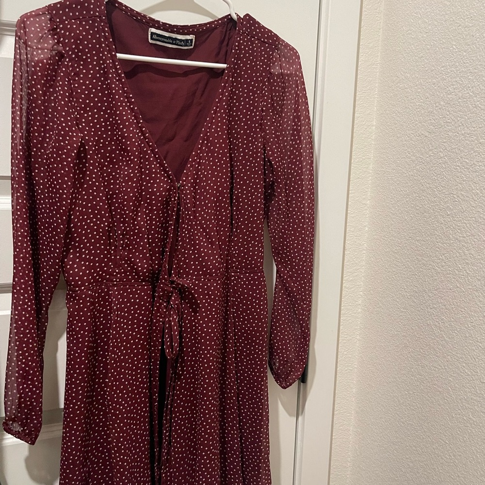 Women's Burgundy Polka Dot Dress